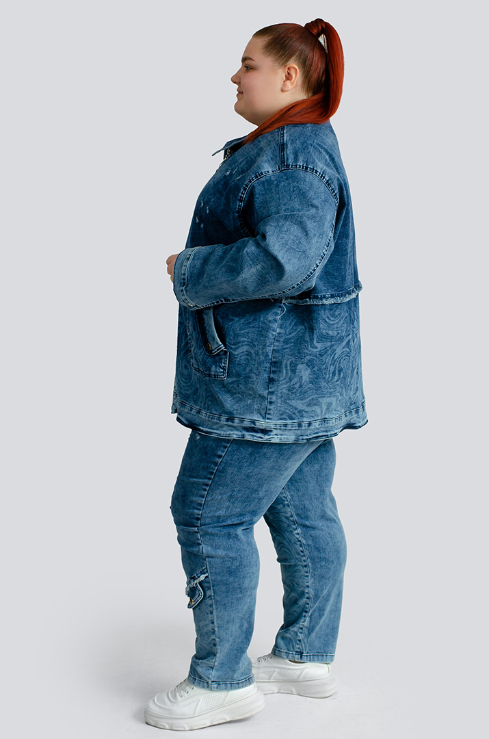 Джинсовий костюм з декором великих розмірів