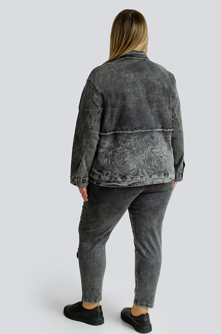 Джинсовий костюм з декором великих розмірів