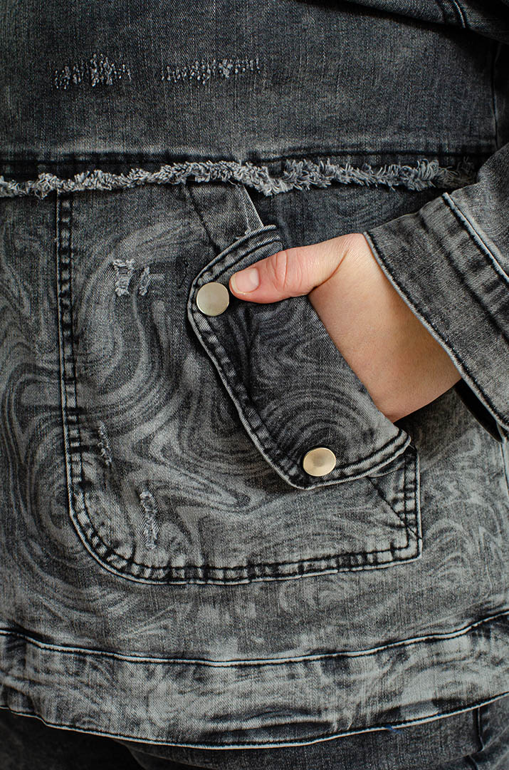 Джинсовий костюм з декором великих розмірів