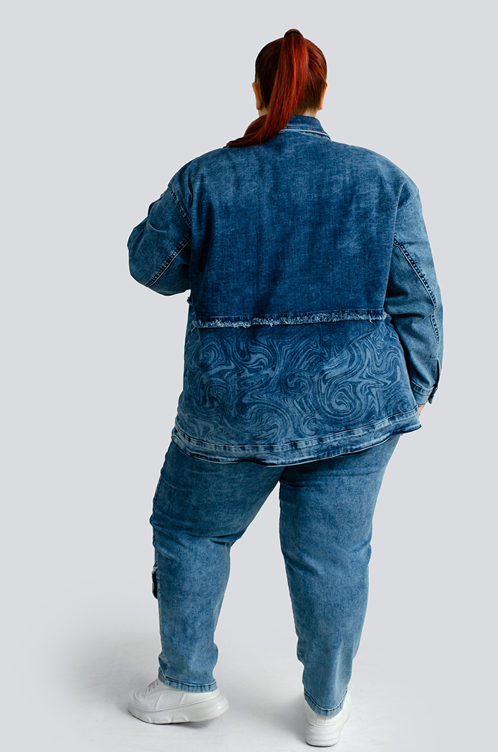 Джинсовий костюм з декором великих розмірів