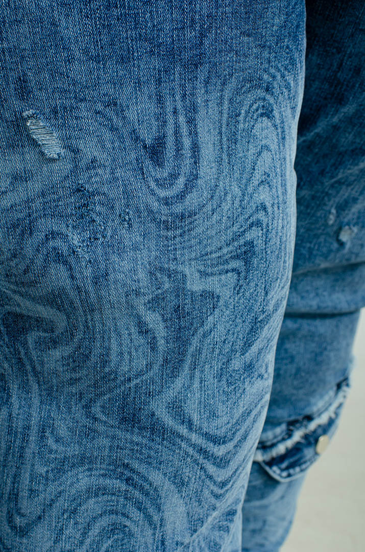 Джинсовий костюм з декором великих розмірів