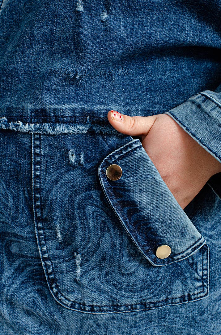 Джинсовий костюм з декором великих розмірів