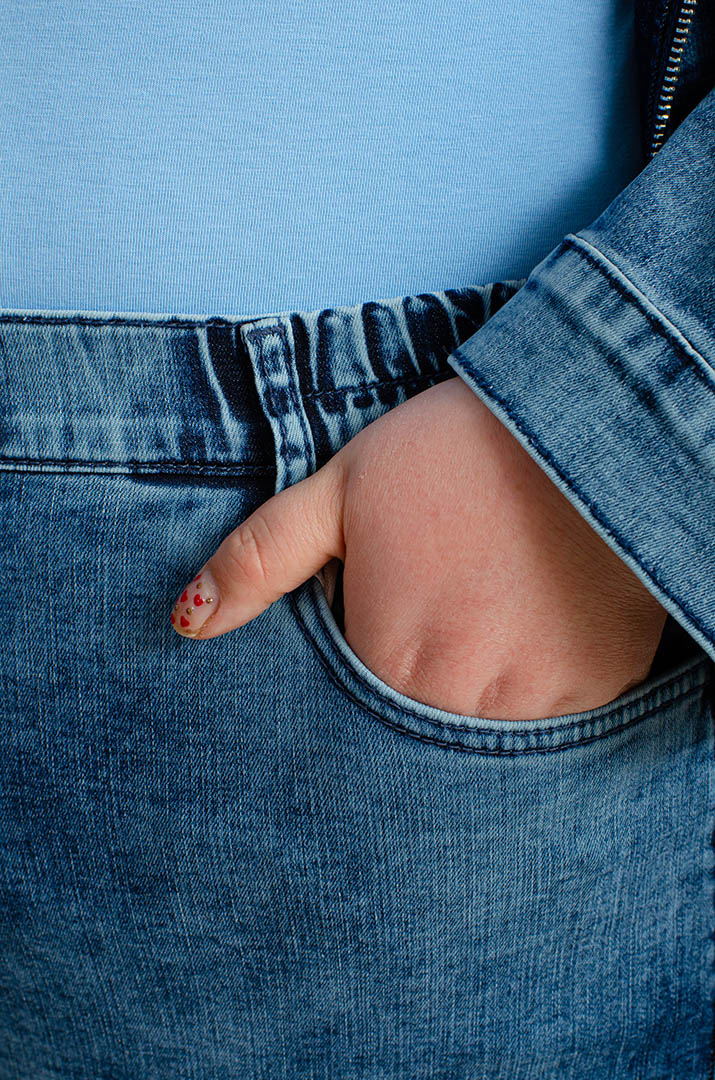 Джинсовий костюм з декором великих розмірів