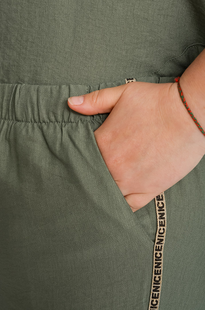 Костюм з брюками із жатки великих розмірів