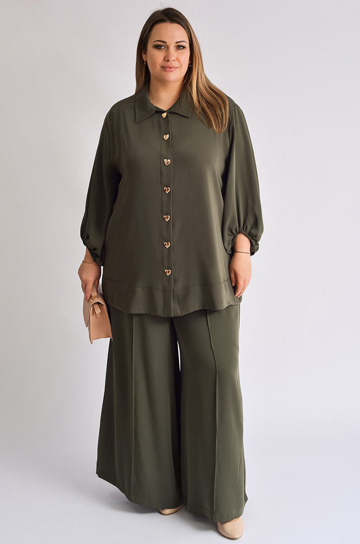 Елегантний костюм з широкими брюками великих розмірів