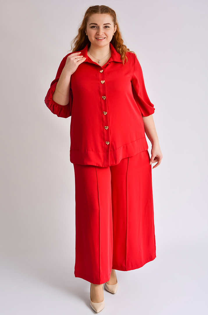 Елегантний костюм з широкими брюками великих розмірів