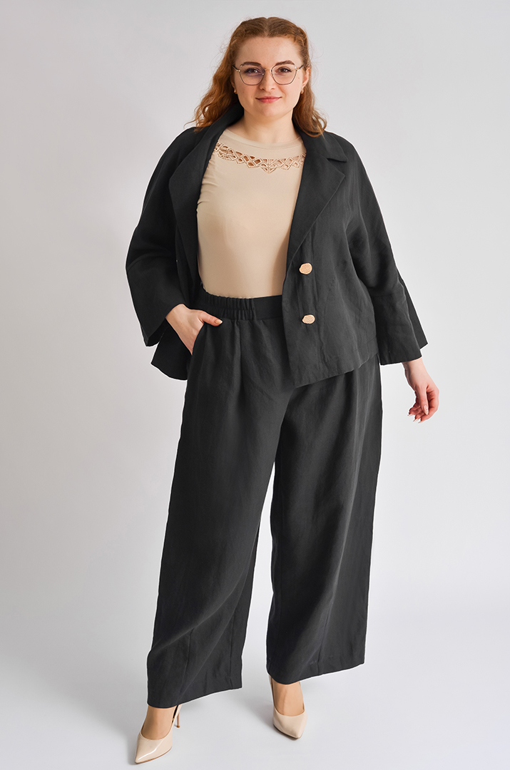 Костюм - брюки із льону вільного крою великих розмірів