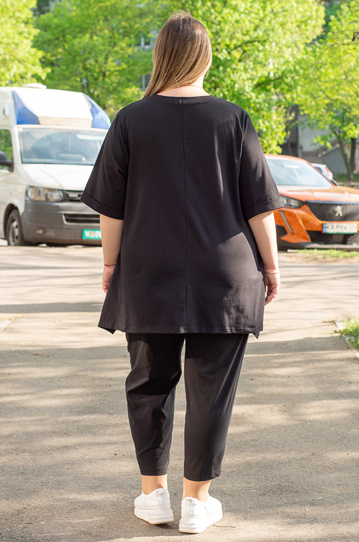 Костюм футболка+брюки зі стразами великих розмірів