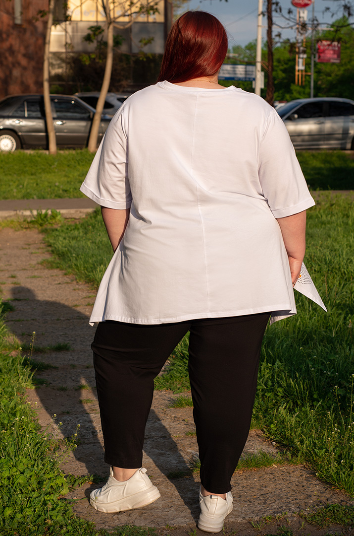 Костюм футболка+брюки зі стразами великих розмірів