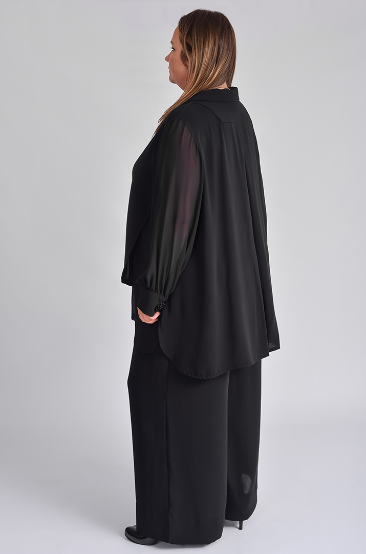 Брючний костюм з ефектними кнопками-застібками великих розмірів