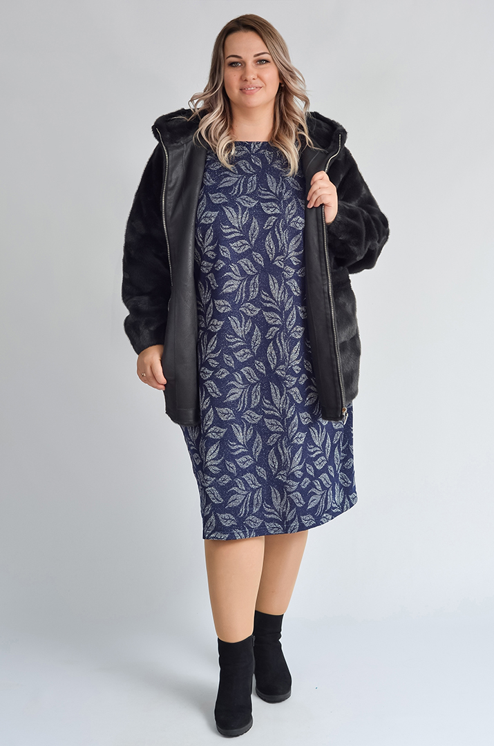 Шуба з екохутра прямого крою з капюшоном великих розмірів