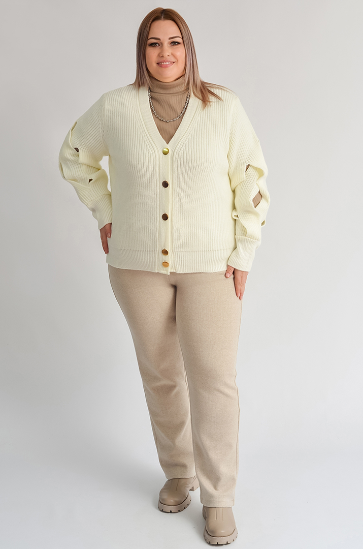 Кофта коротка з фактурними рукавами великих розмірів