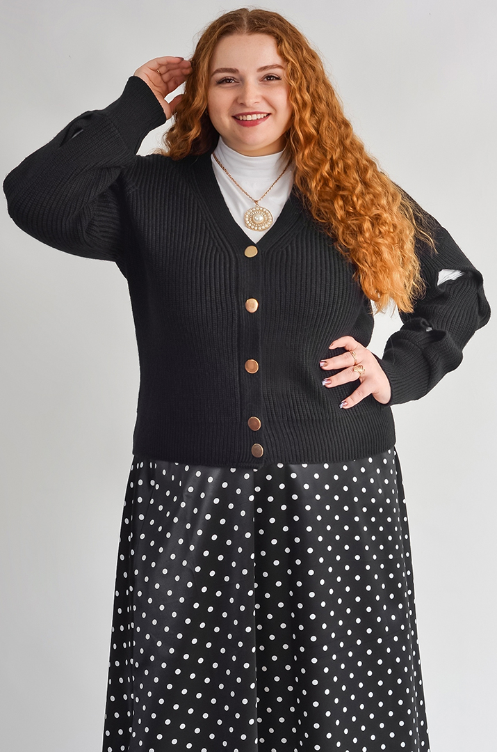 Кофта коротка з фактурними рукавами великих розмірів