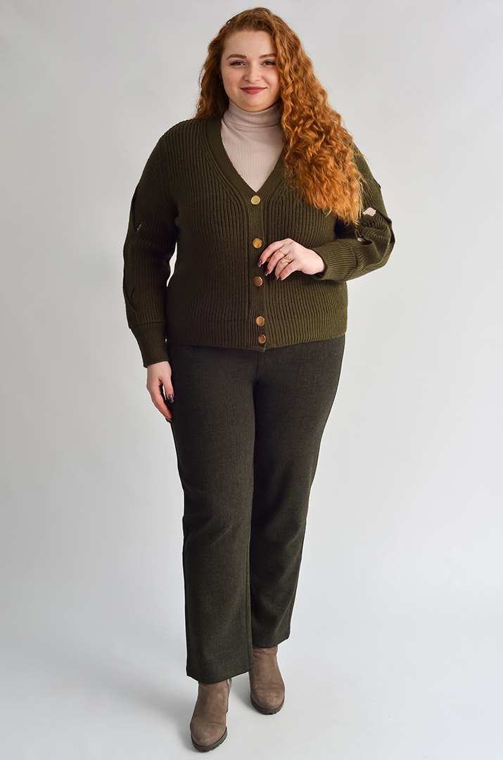 Кофта коротка з фактурними рукавами великих розмірів