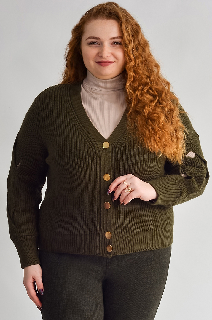 Кофта коротка з фактурними рукавами великих розмірів