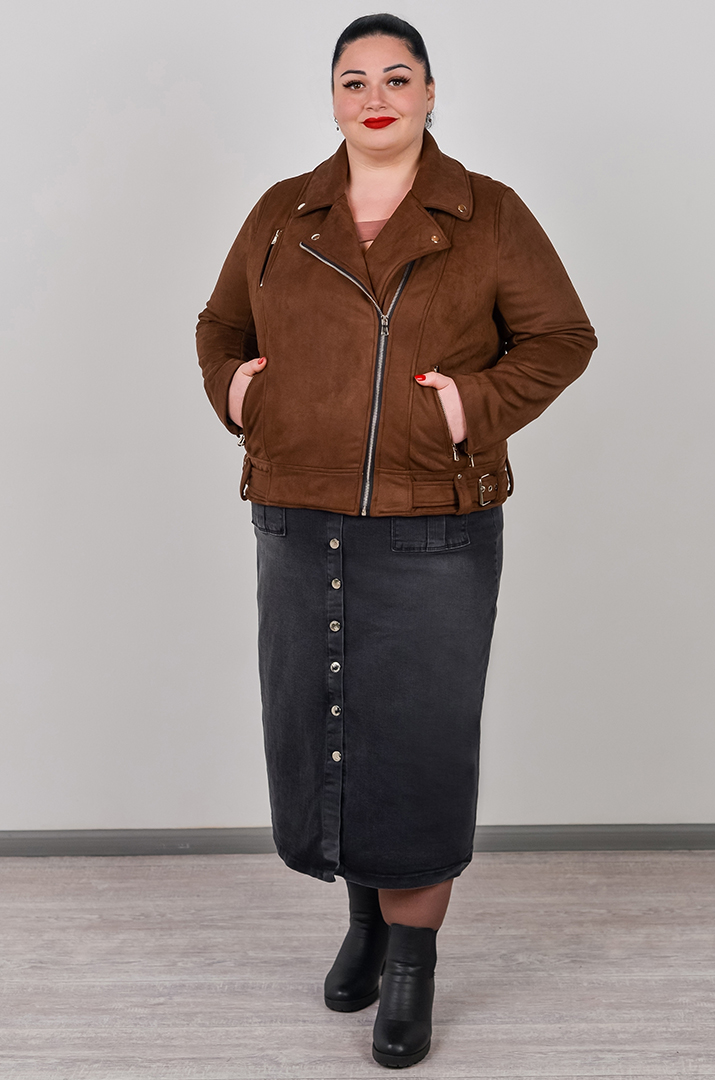 Косуха из экозамши с декоративными ремешками больших размеров