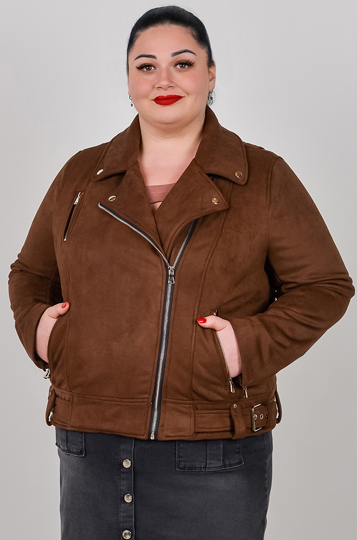 Косуха из экозамши с декоративными ремешками больших размеров