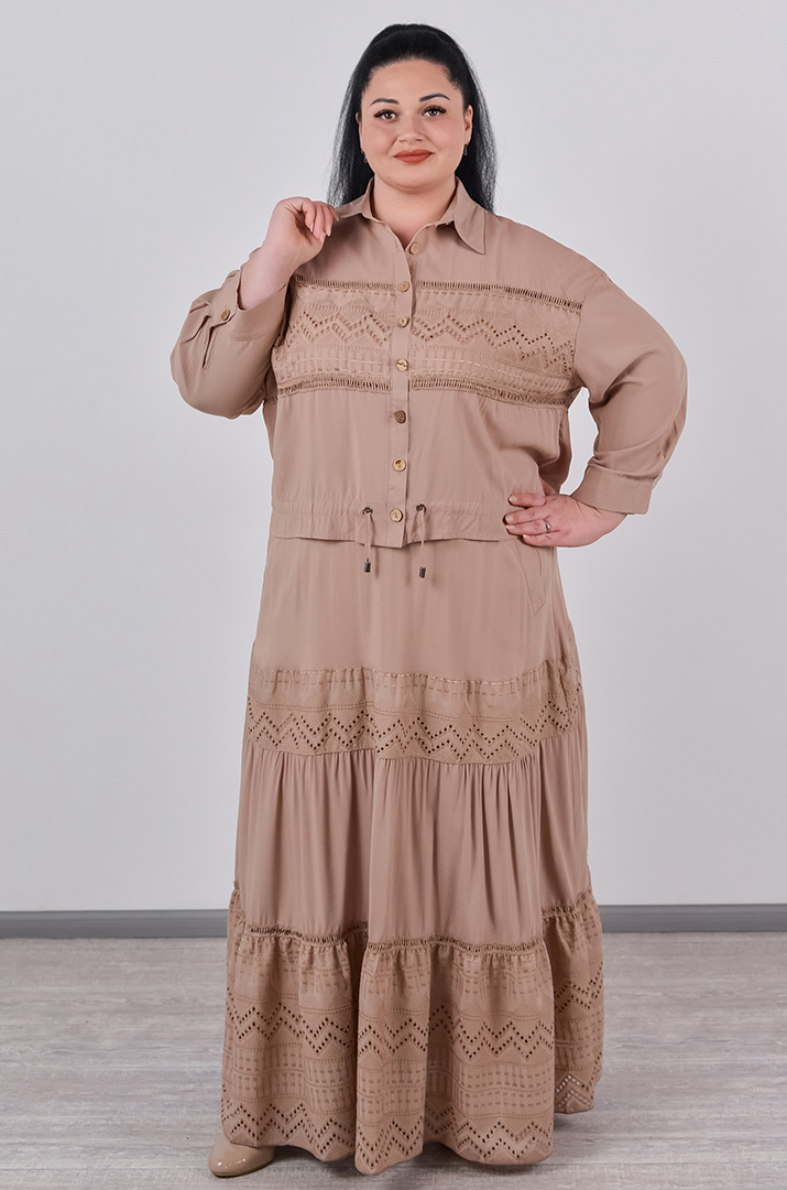 Костюм с юбкой с ажурной отделкой и прошвой больших размеров