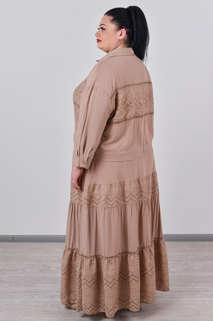 Костюм с юбкой с ажурной отделкой и прошвой больших размеров