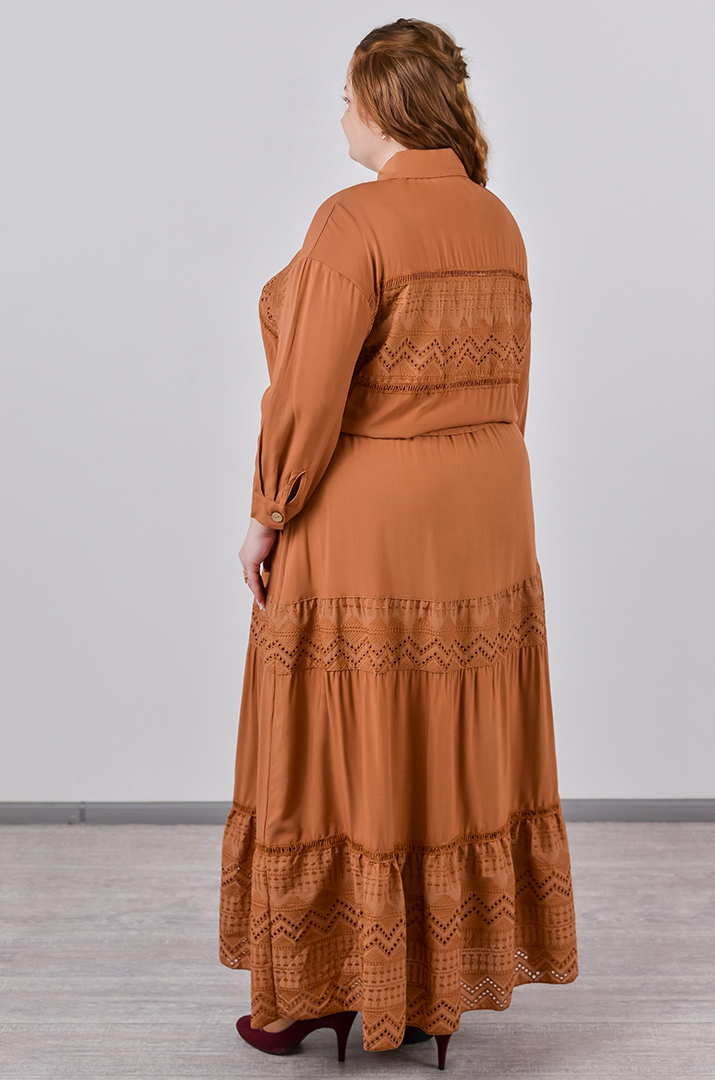 Костюм с юбкой с ажурной отделкой и прошвой больших размеров