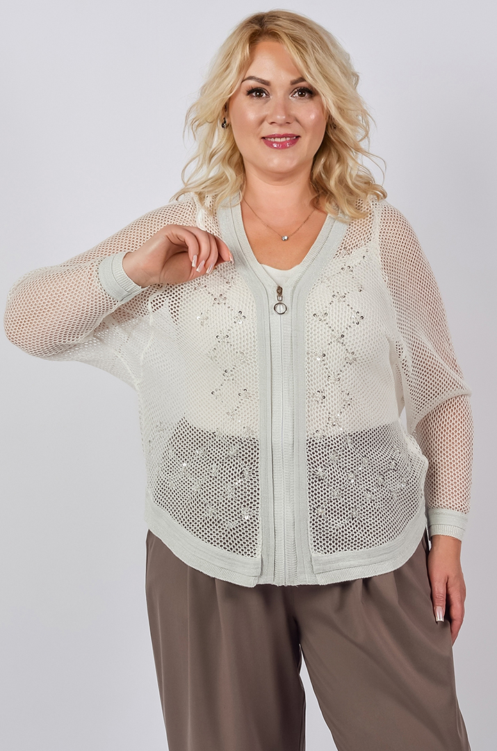 Кофта на блискавці з сітчастою фактурою та майкою великих розмірів