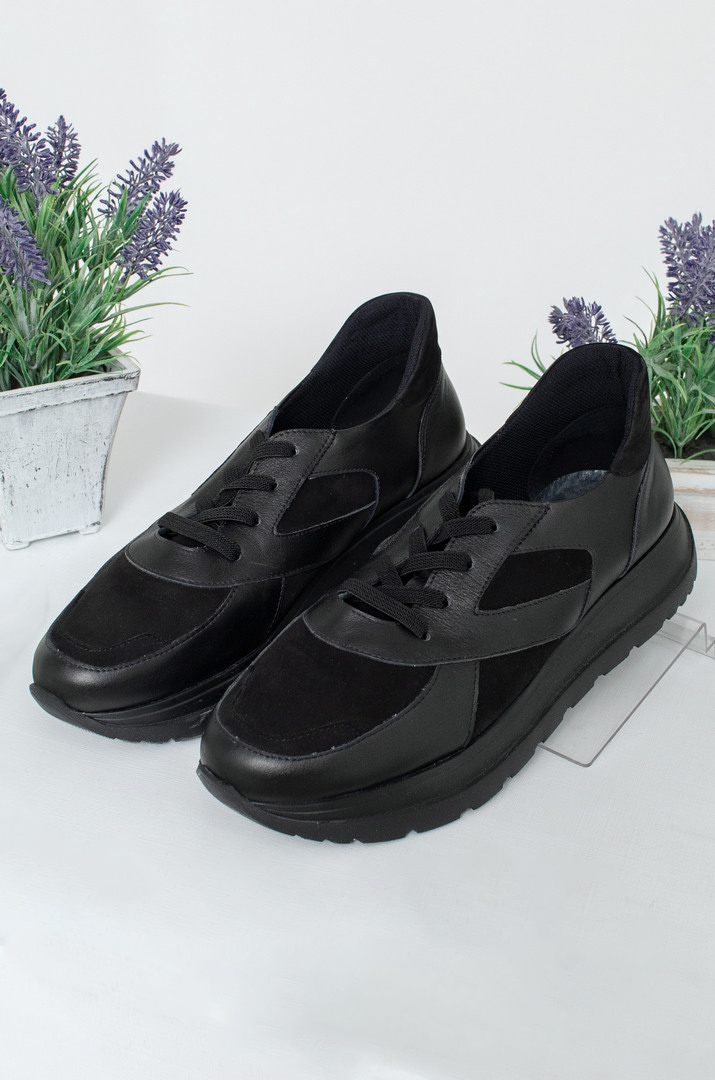 Кросівки чорні шкіра нубук великих розмірів
