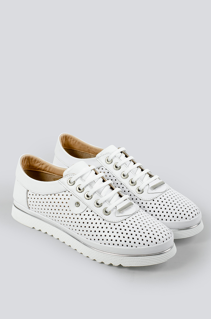 Білі кросівки з перфорованої шкіри великих розмірів