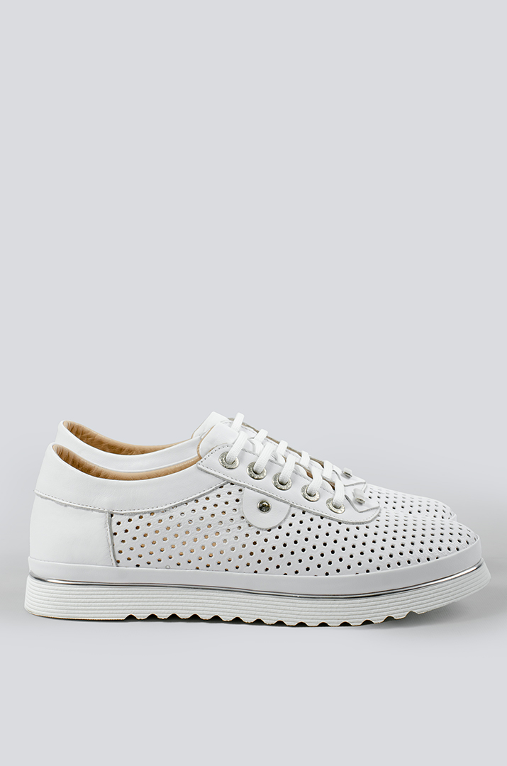 Білі кросівки з перфорованої шкіри великих розмірів