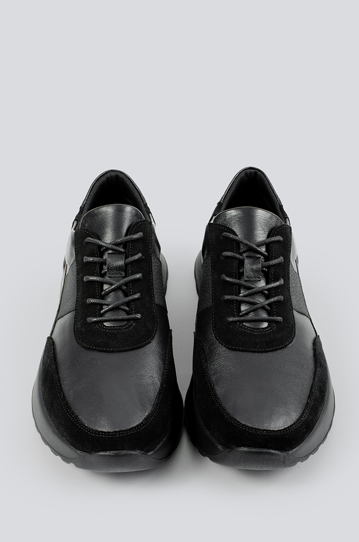 Кросівки чорні зі шкіри та замші великих розмірів