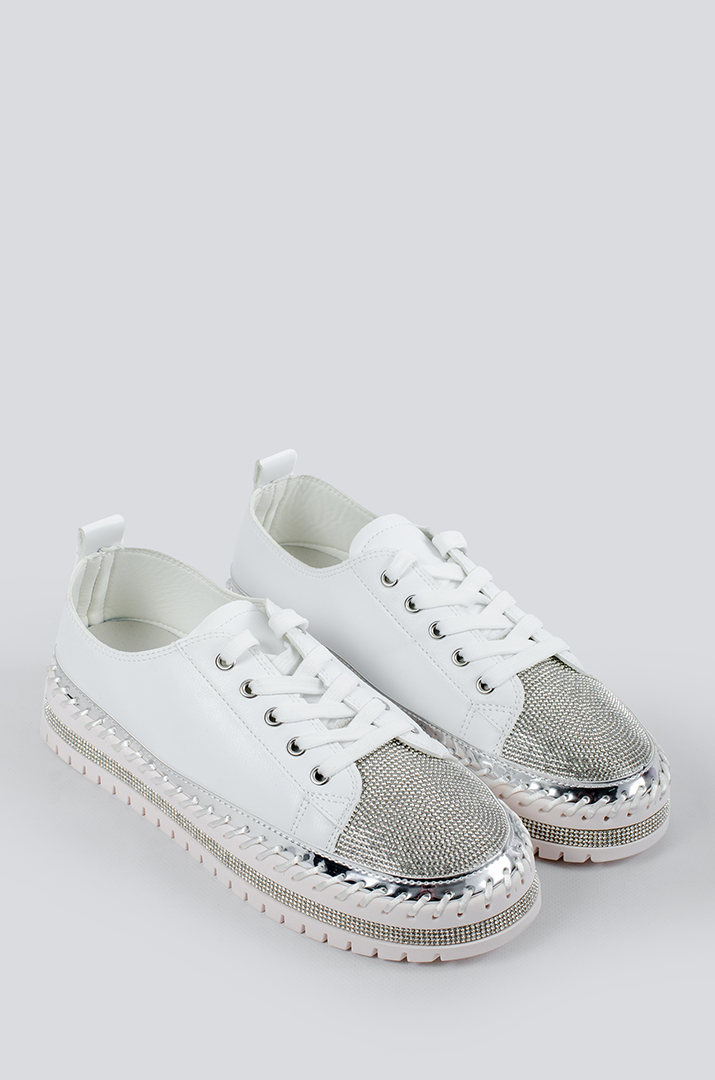 Кеди білі зі стразами великих розмірів