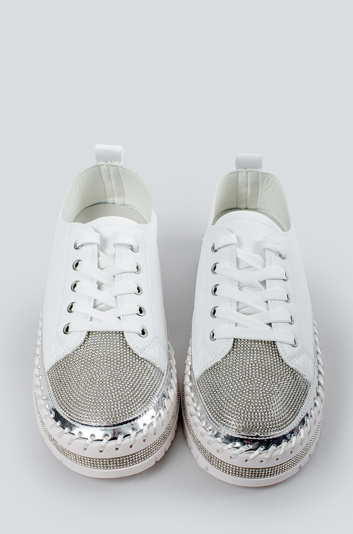Кеди білі зі стразами великих розмірів