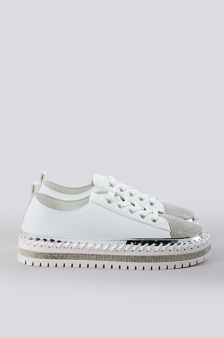 Кеди білі зі стразами великих розмірів