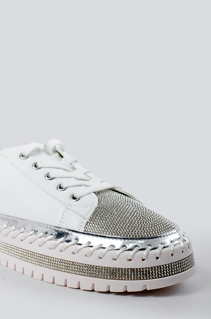 Кеди білі зі стразами великих розмірів