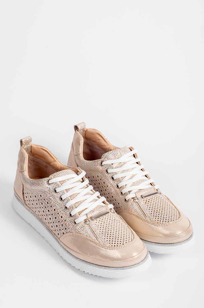 Кросівки бежеві зі сріблястим декором великих розмірів