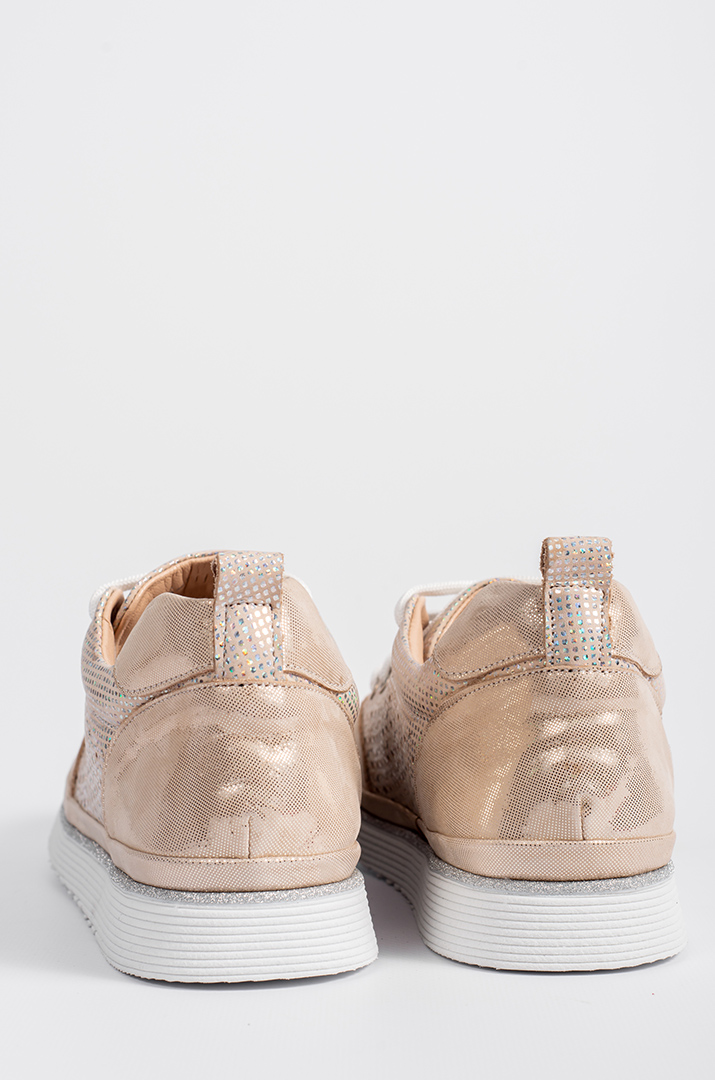 Кросівки бежеві зі сріблястим декором великих розмірів
