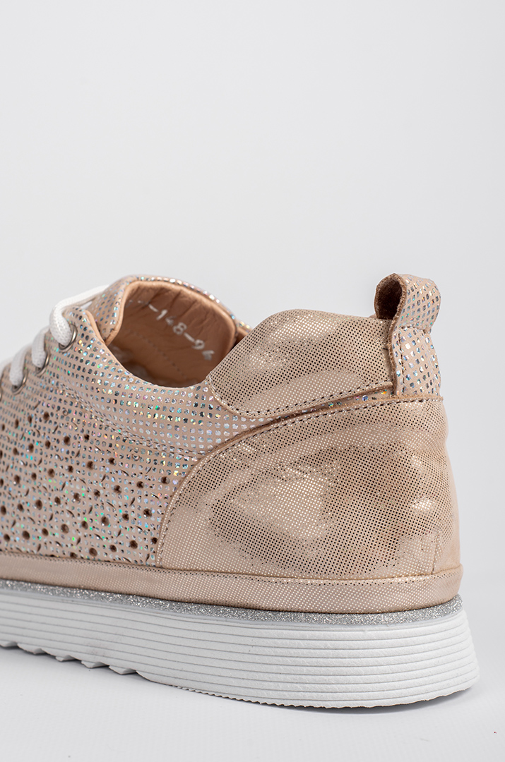Кросівки бежеві зі сріблястим декором великих розмірів