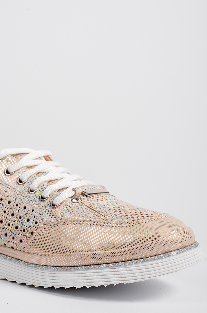 Кросівки бежеві зі сріблястим декором великих розмірів