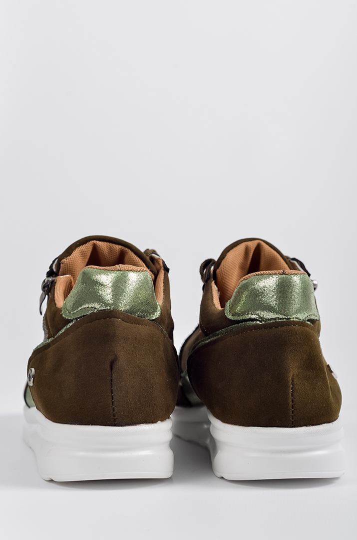 Кросівки кольору хакі зі стразами великих розмірів