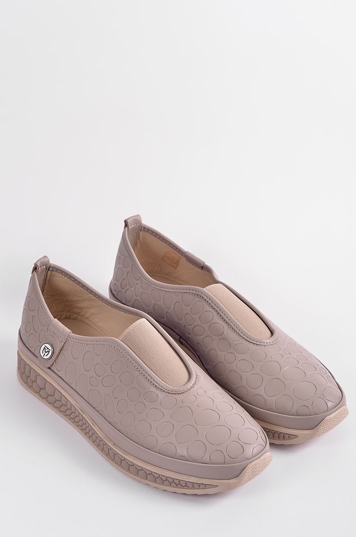 Шкіряні кросівки в кольорі візон з рельєфним верхом великих розмірів