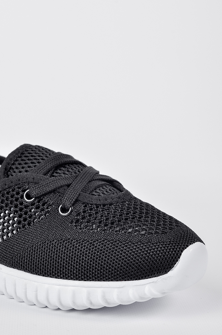 Кросівки текстильні чорні з білими смугами великих розмрів