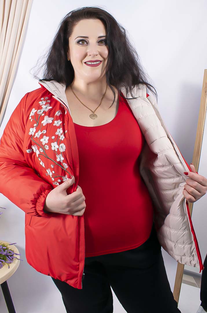 Куртка коротка двостороння з квітковою гілочкою