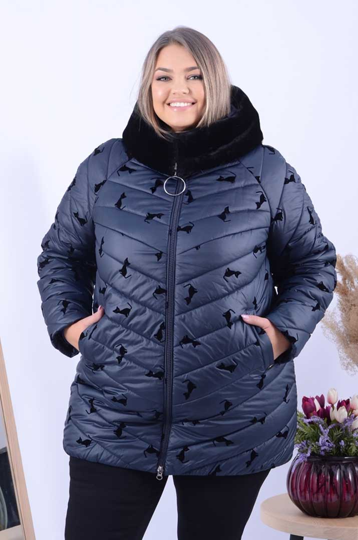 Куртка подовжена з велюровим принтом супер батал