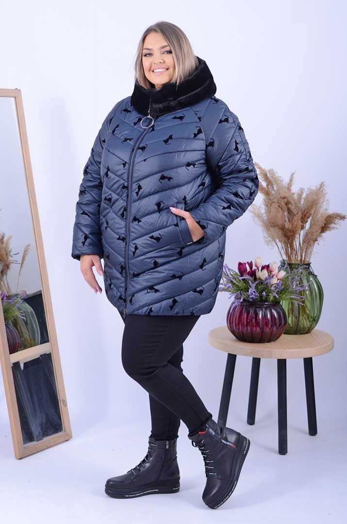 Куртка подовжена з велюровим принтом супер батал