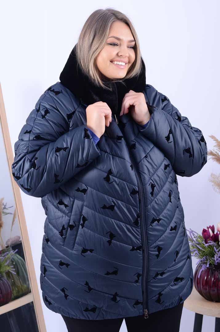 Куртка подовжена з велюровим принтом супер батал