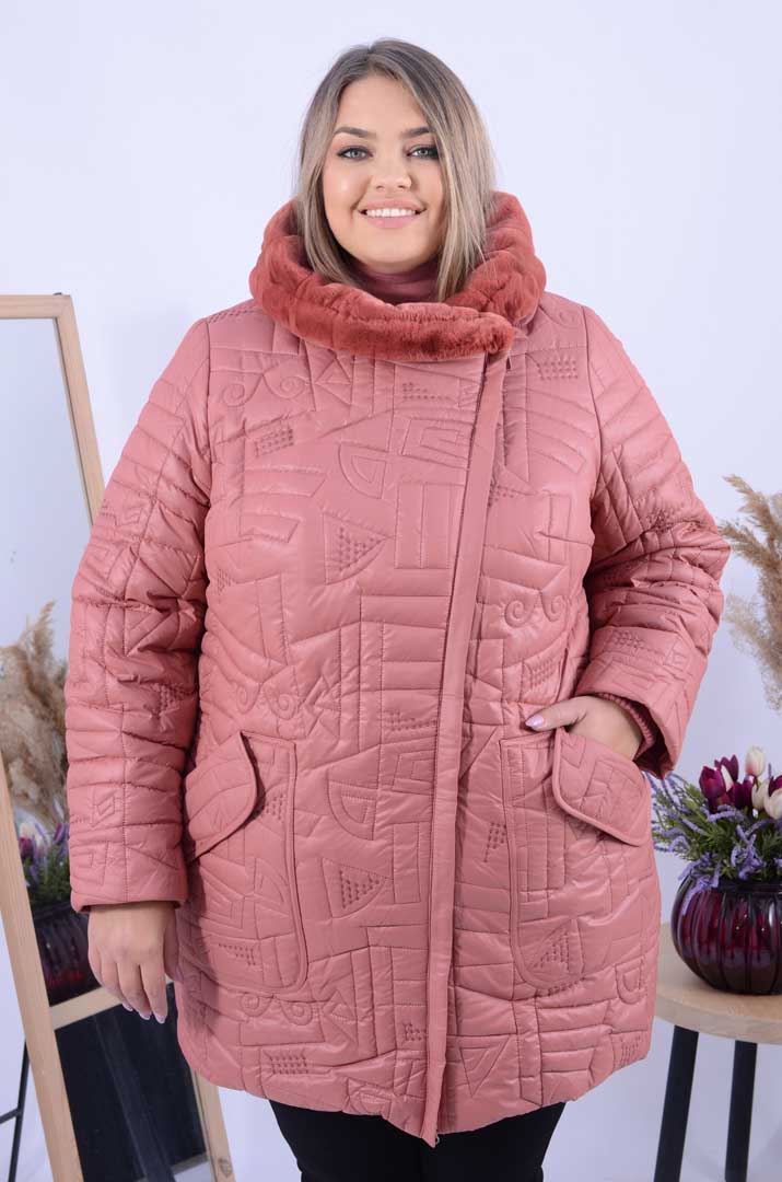 Яскрава зимова подовжена куртка супер батал