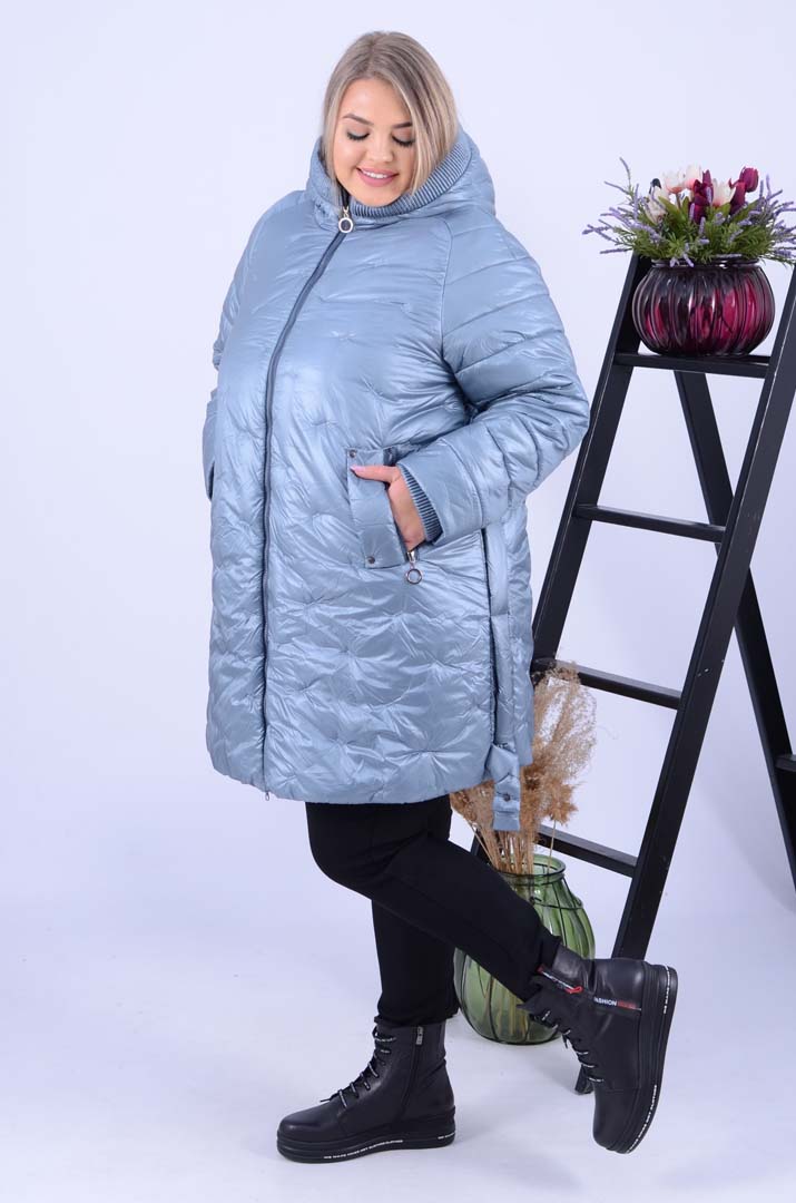 Куртка тепла подовжена в трендовому кольорі супер батал