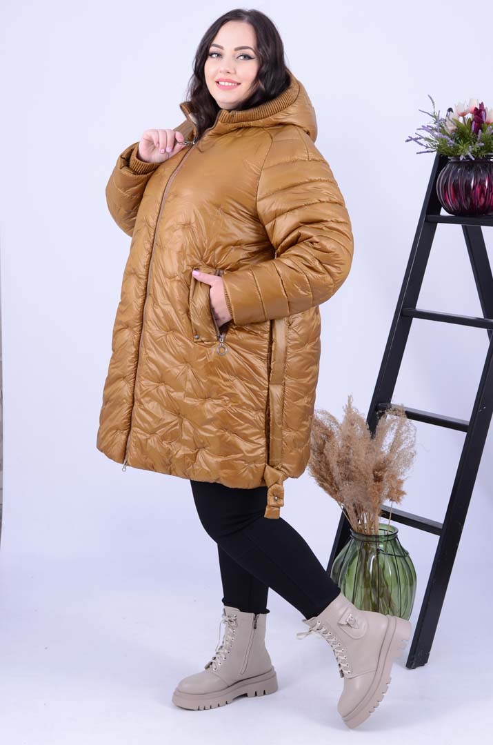 Куртка тепла подовжена в трендовому кольорі супер батал
