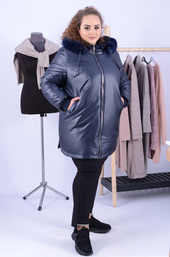 Куртка подовжена зі штучним хутром супер батал