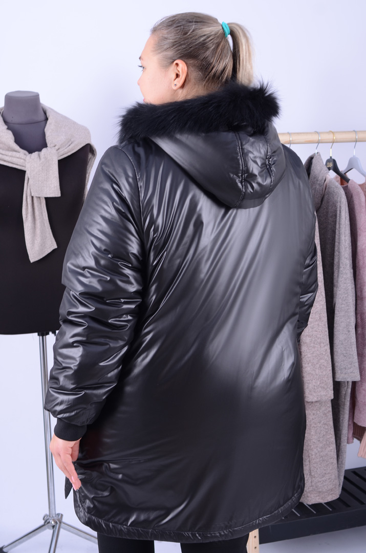 Куртка подовжена зі штучним хутром супер батал