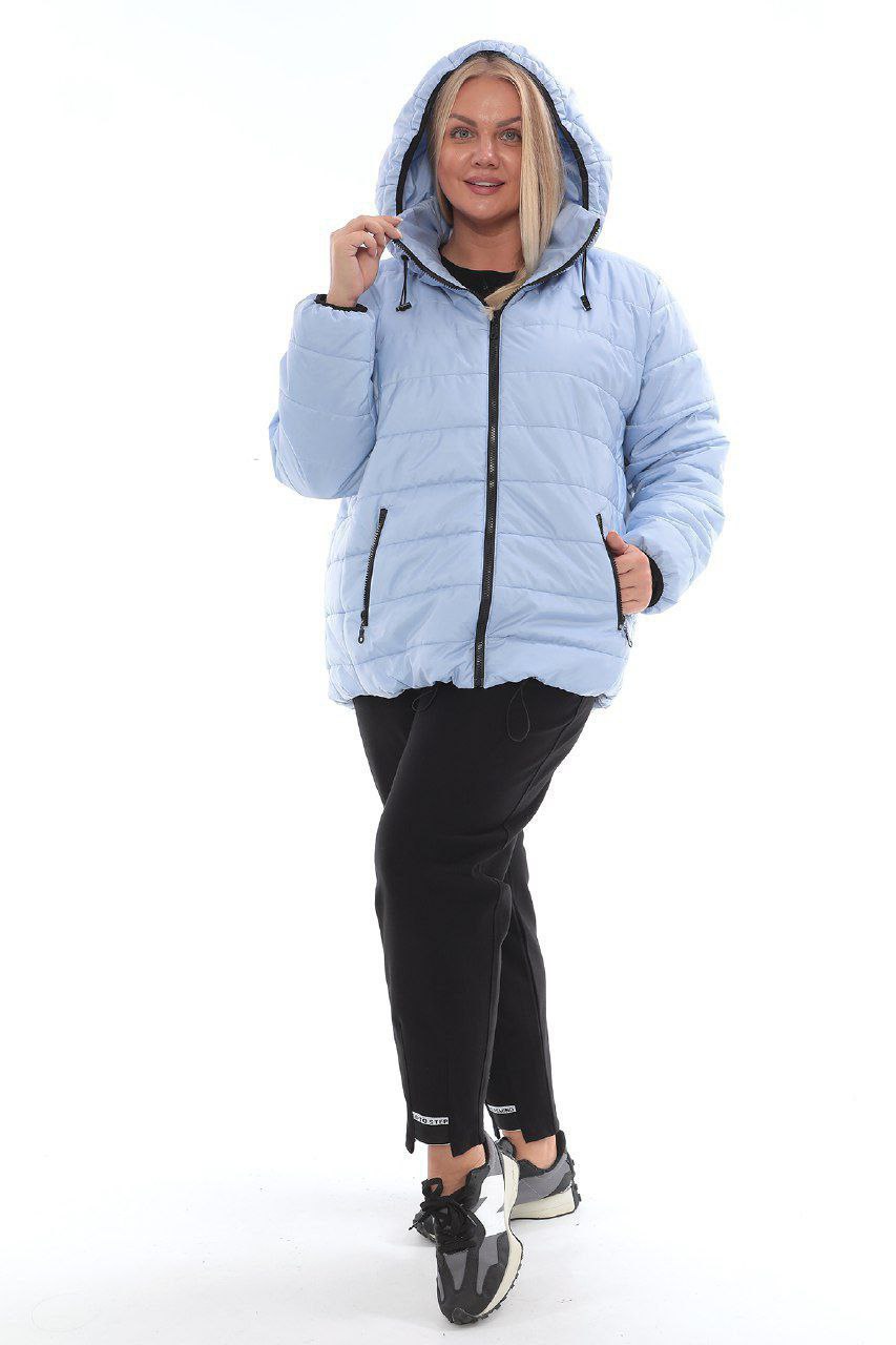 Куртка коротка з каптуром на затяжках супер батал